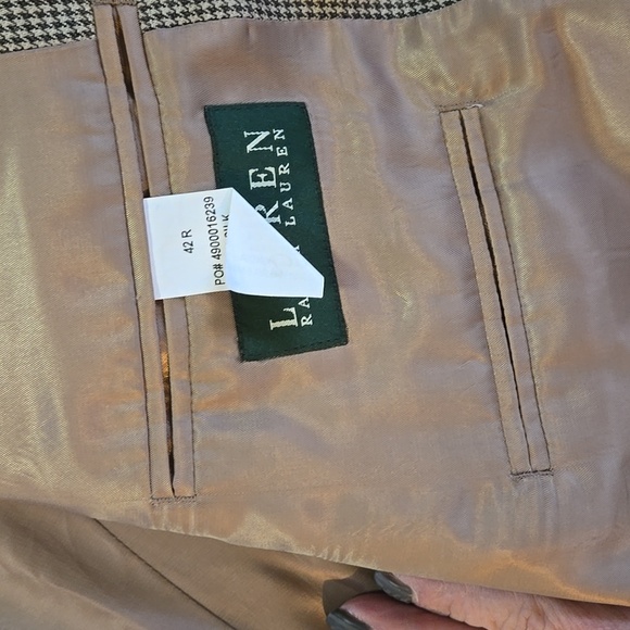 Mens 42 R Ralph Lauren Silk Wool Blend Houndstooth Suit Jacket Macys Mens Wear - Picture 10 of 13